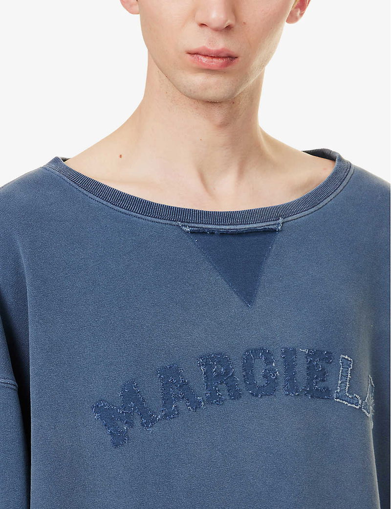 MAISON MARGIELA Brand-Embroidered Distressed Oversized-Fit Cotton 