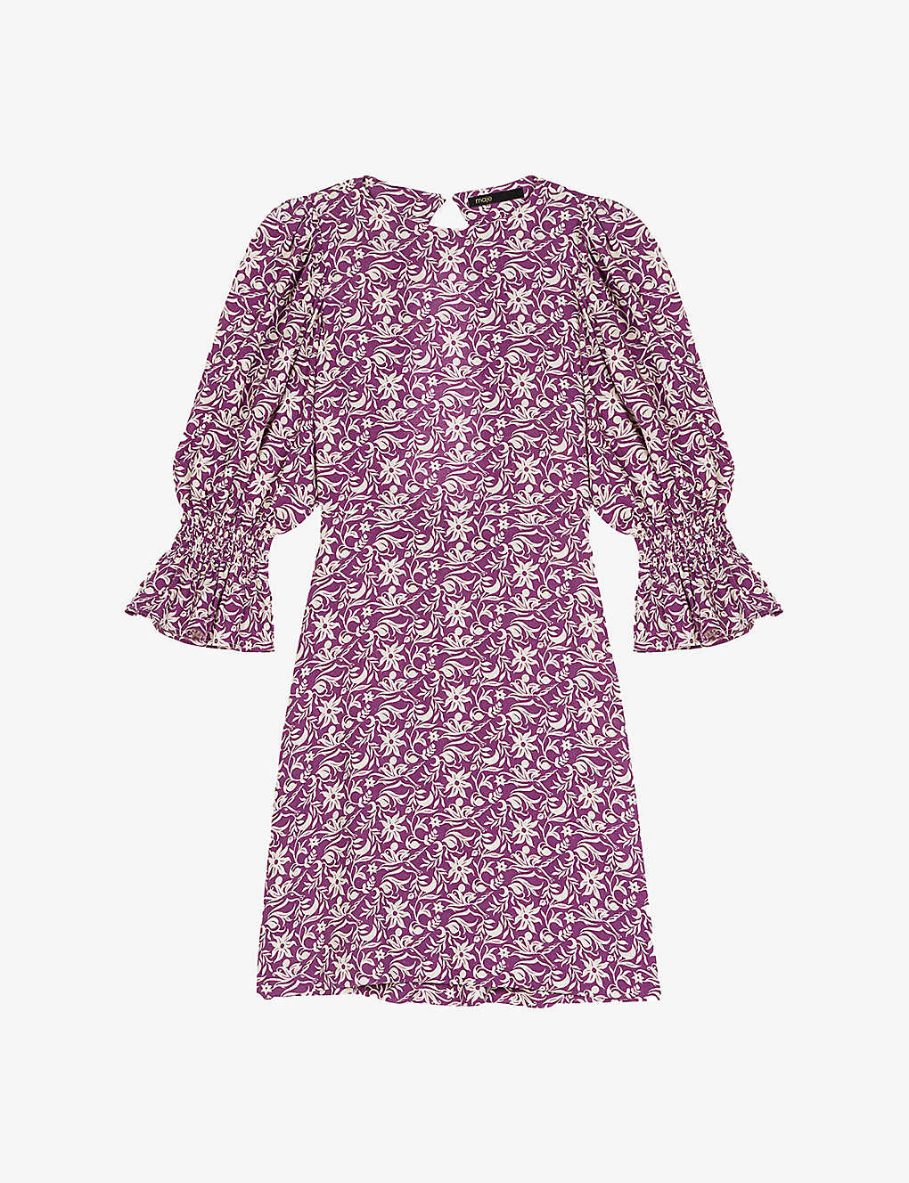 MAJE Roniriqua Floral-Print Linen-Blend Mini Dress in Violets | Endource