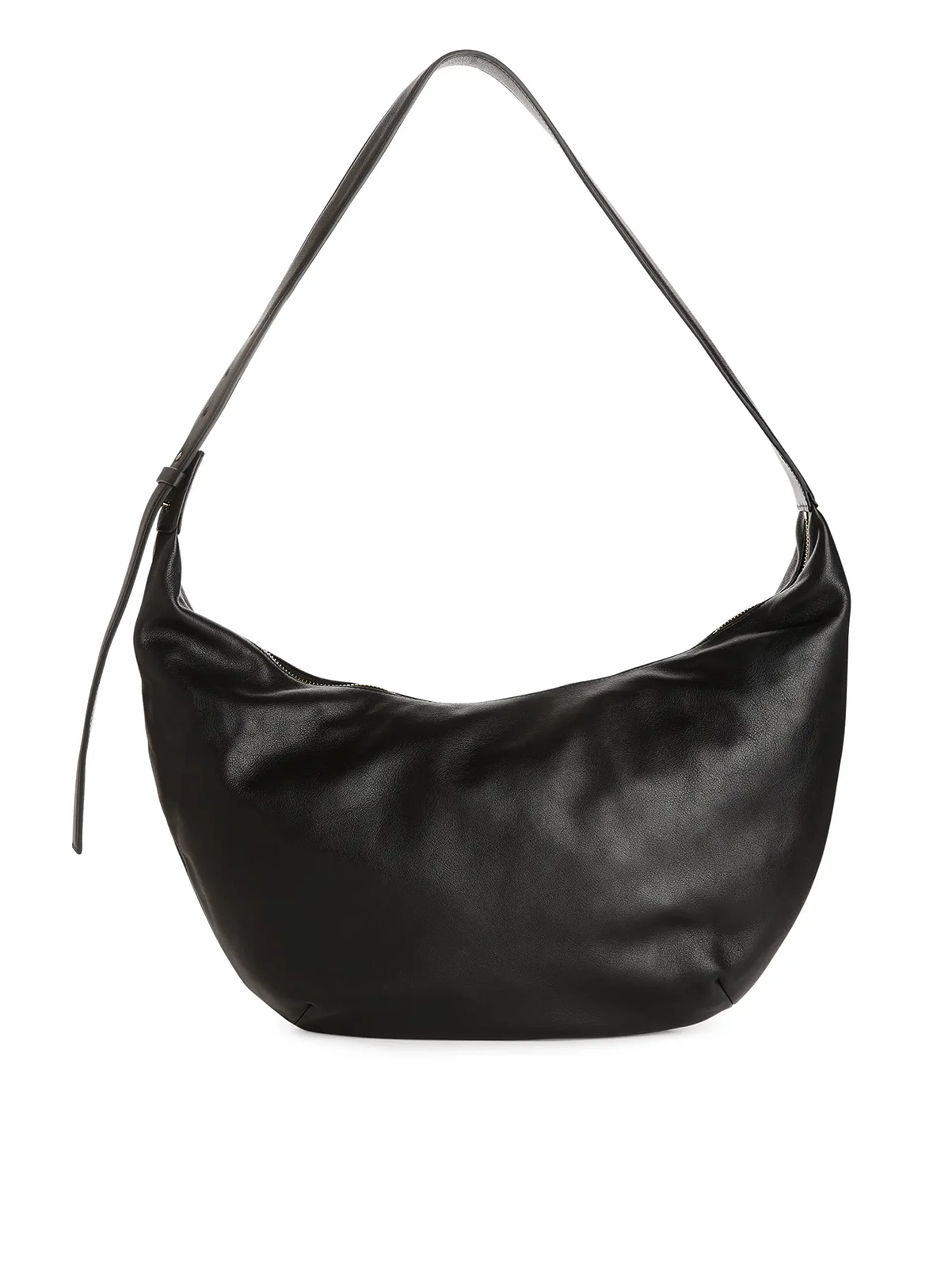 Curved Leather Bag - Black - ARKET