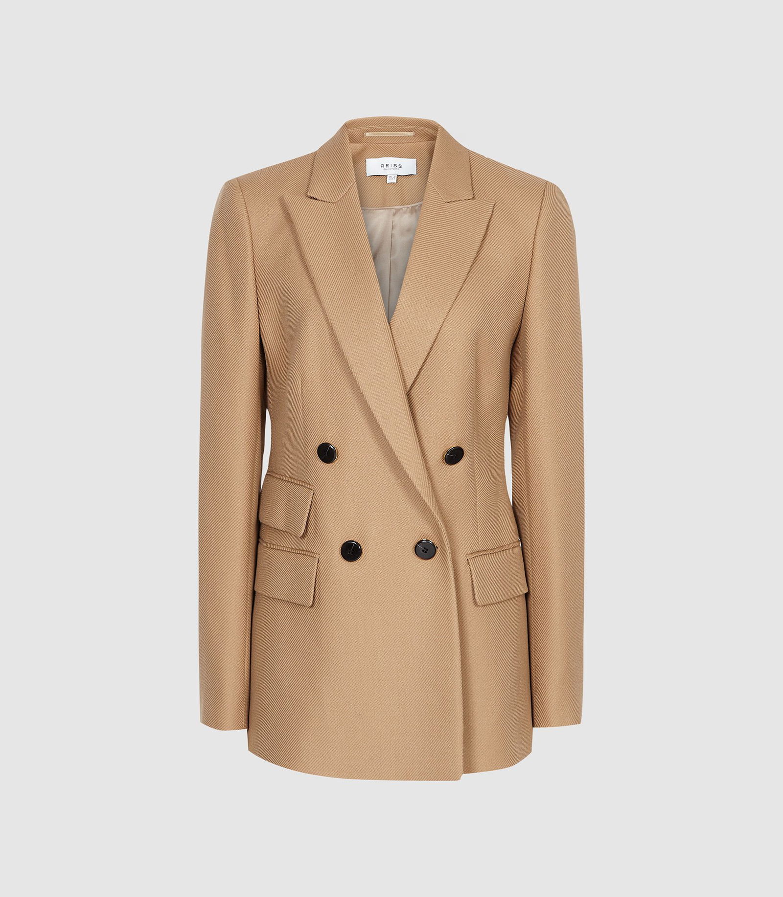 REISS Ledbury Double Breasted Jacket in Camel | endource