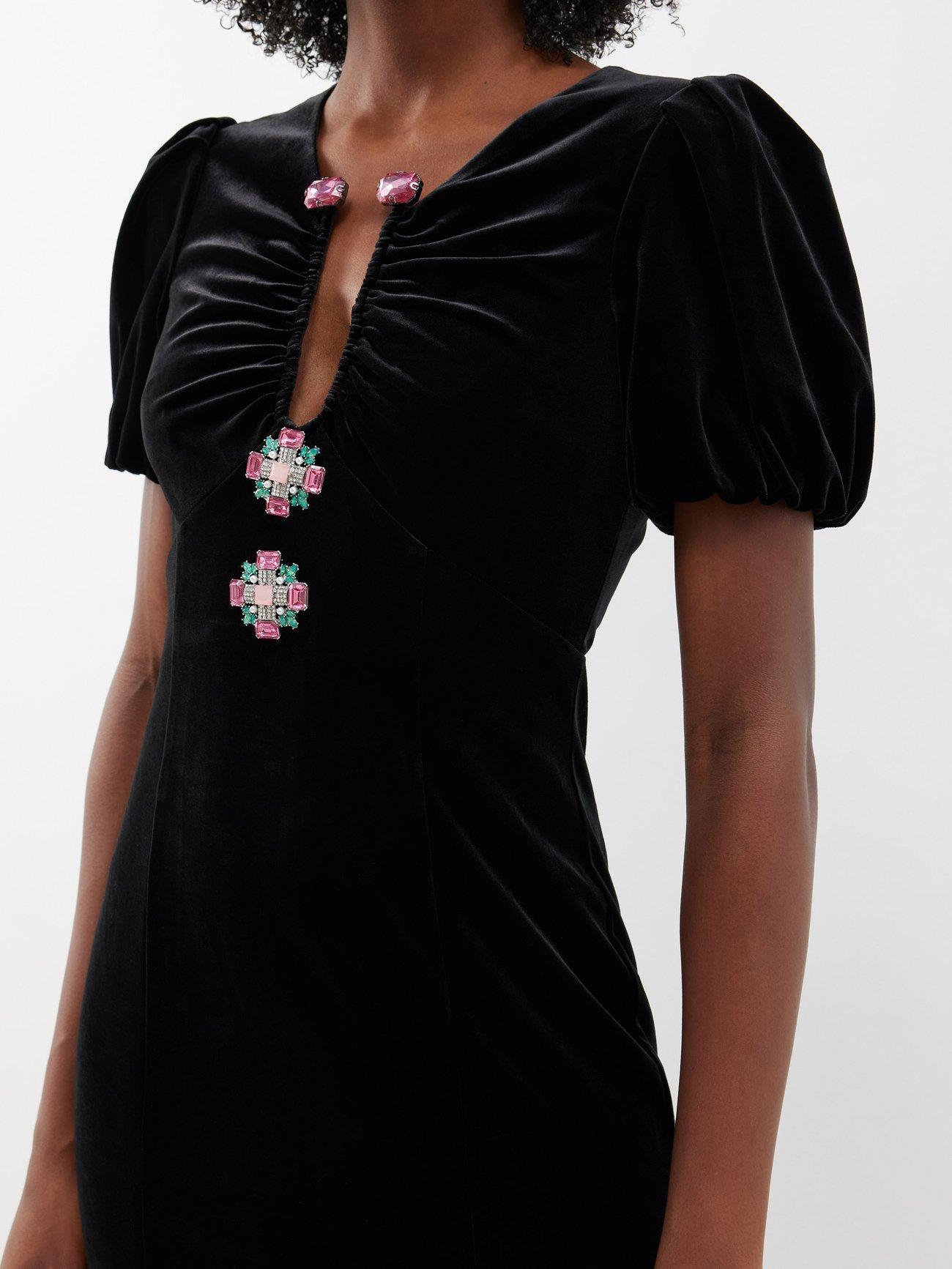 SELF-PORTRAIT Crystal-Embellished Velvet Midi Dress | endource