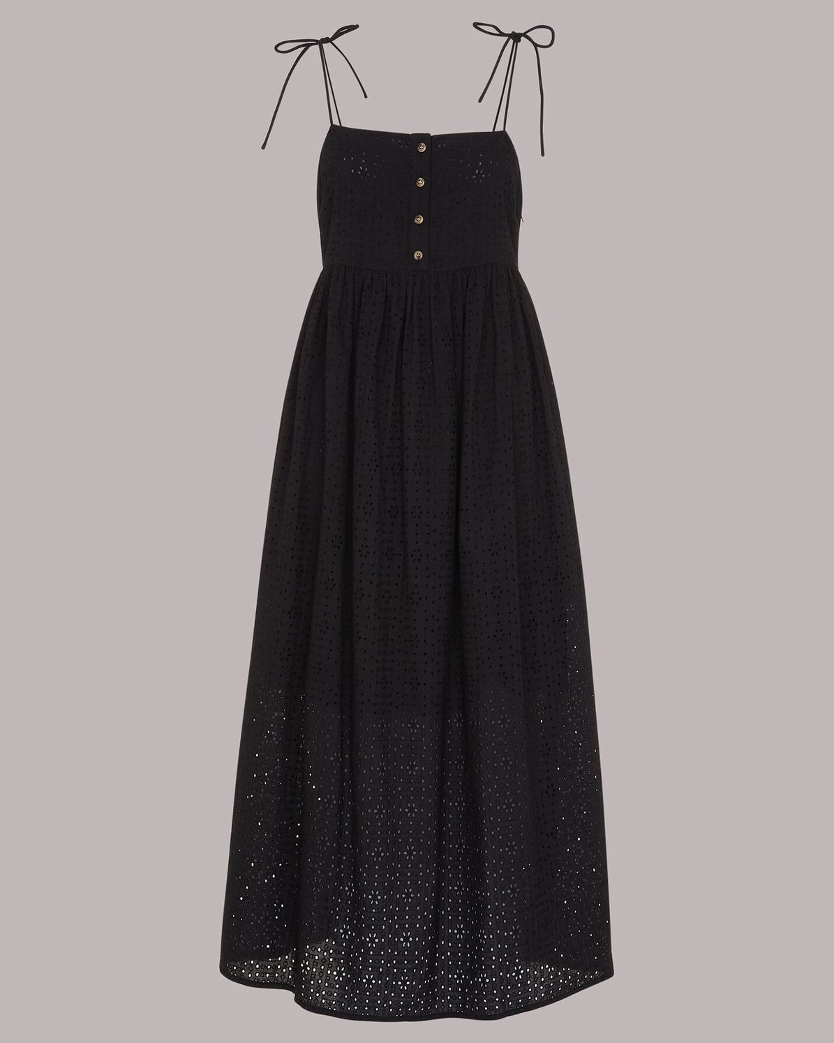 WHISTLES Mabel Broderie Midi Dress in Black Endource