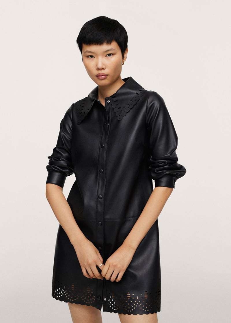mango black leather dress 64% off Die-Cut Faux Pinafore dress