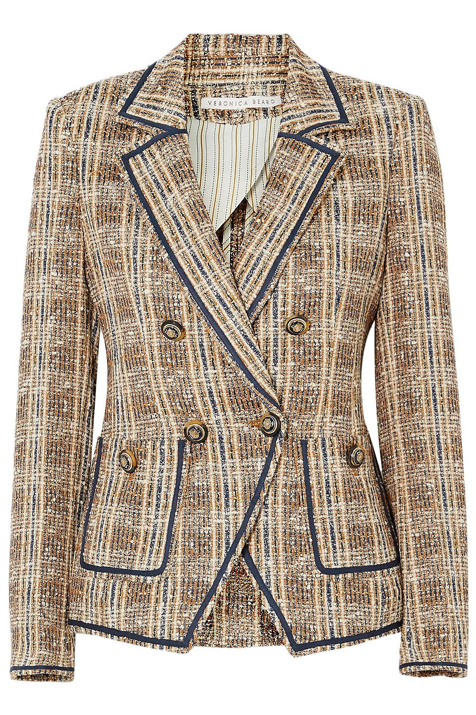 VERONICA BEARD Theron Double-Breasted Checked Bouclé-Tweed Blazer in ...