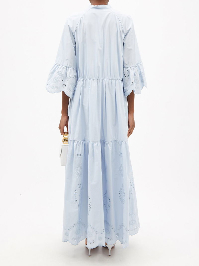 SELF-PORTRAIT Broderie-Anglaise Poplin Maxi Dress | endource