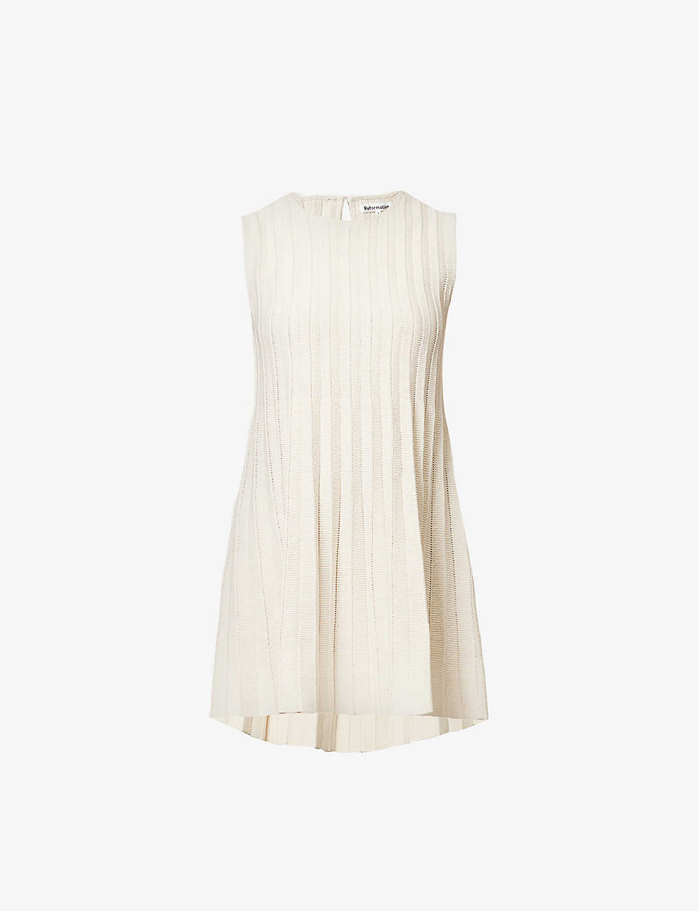 reformation ezra cotton knit mini dress Reformation Ezra Pleated Ribbed Organic Cotton Mini Dress - White