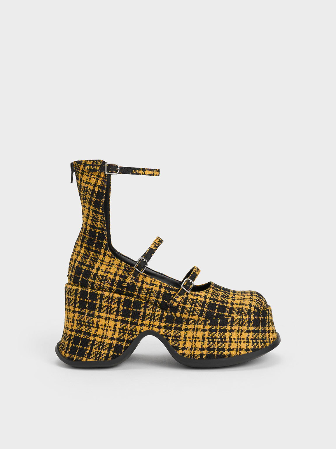 CHARLES KEITH Carlisle Checkered Platform Mary Janes endource