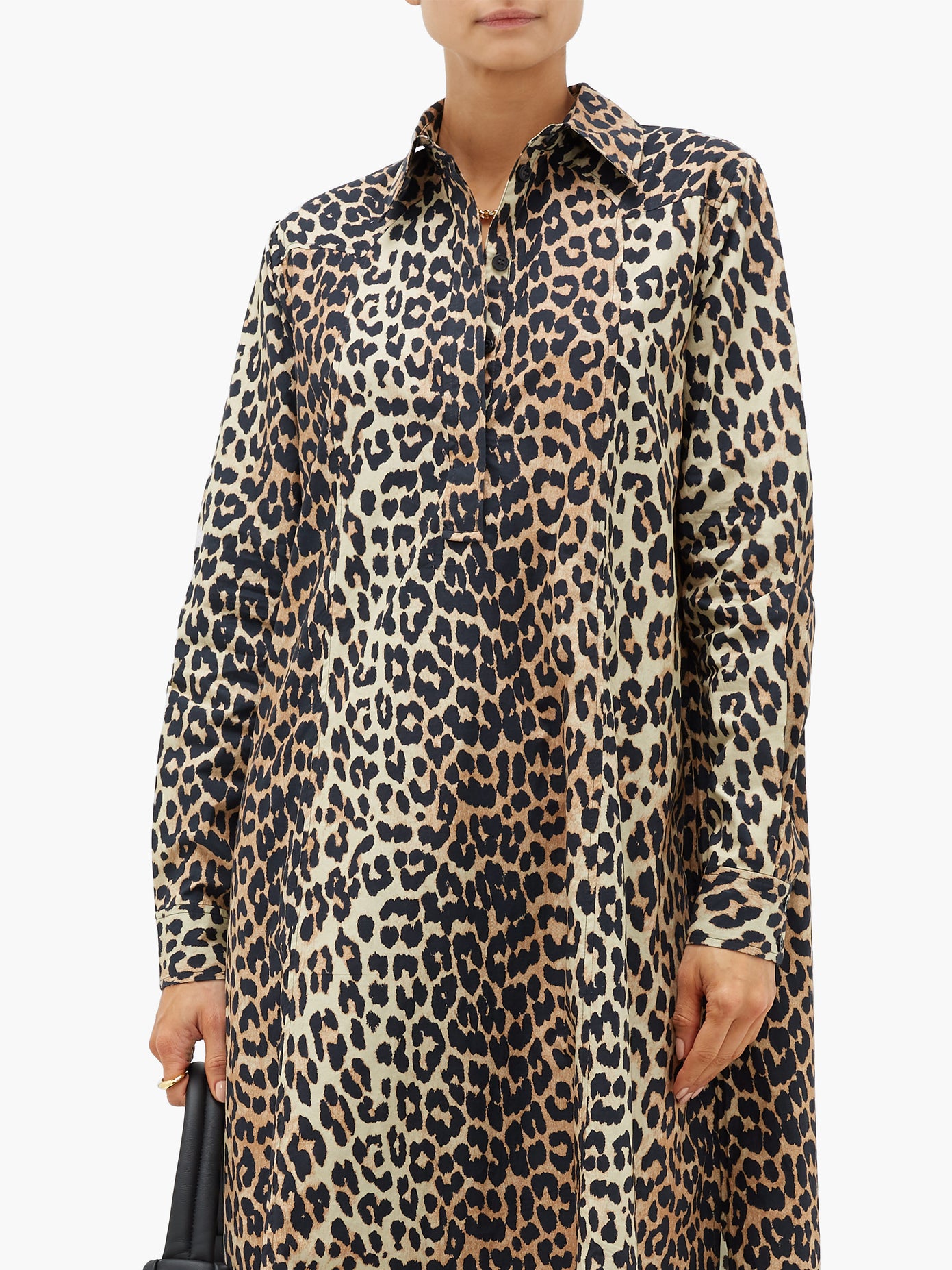 ganni printed cotton poplin shirt dress Ganni