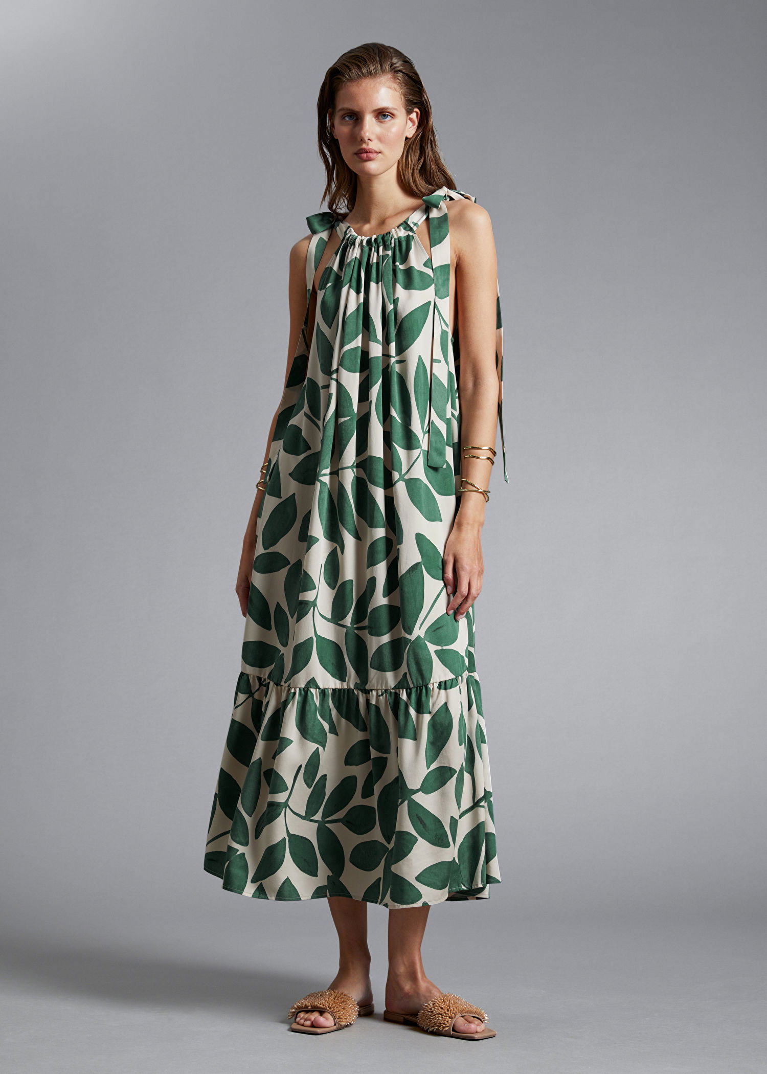 gathered halter dress other stories & Halterneck Tier investment trench coat luxury