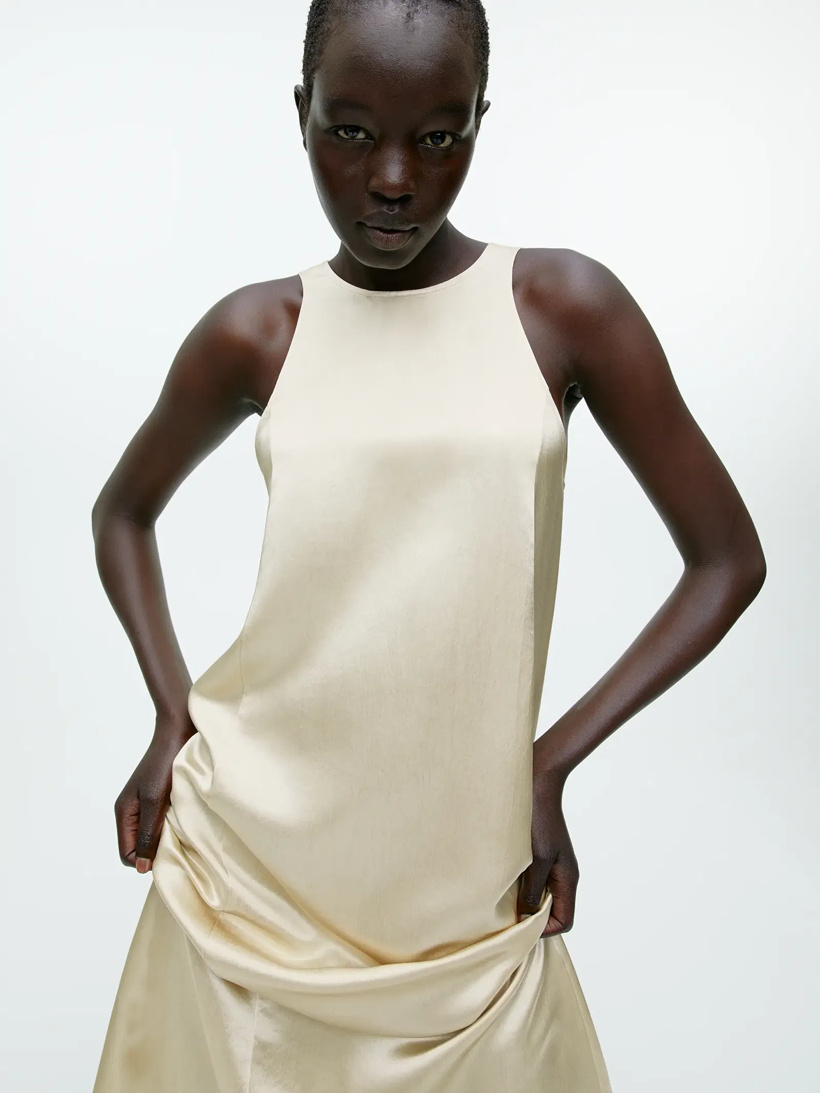 arket satin slip dress Arket Satin Slip Dress ARKET Lace Midi Slip Dress In Grey Lyst Australia