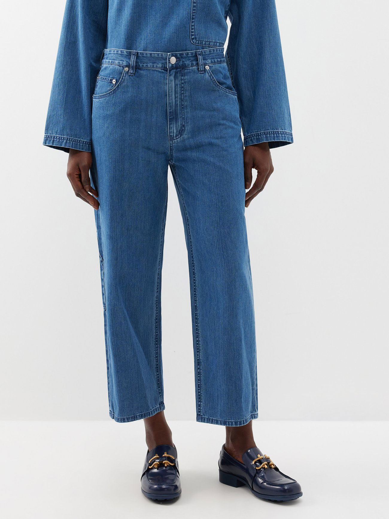 Tibi Garment Dyed Summer Twill Cropped Sam Jean