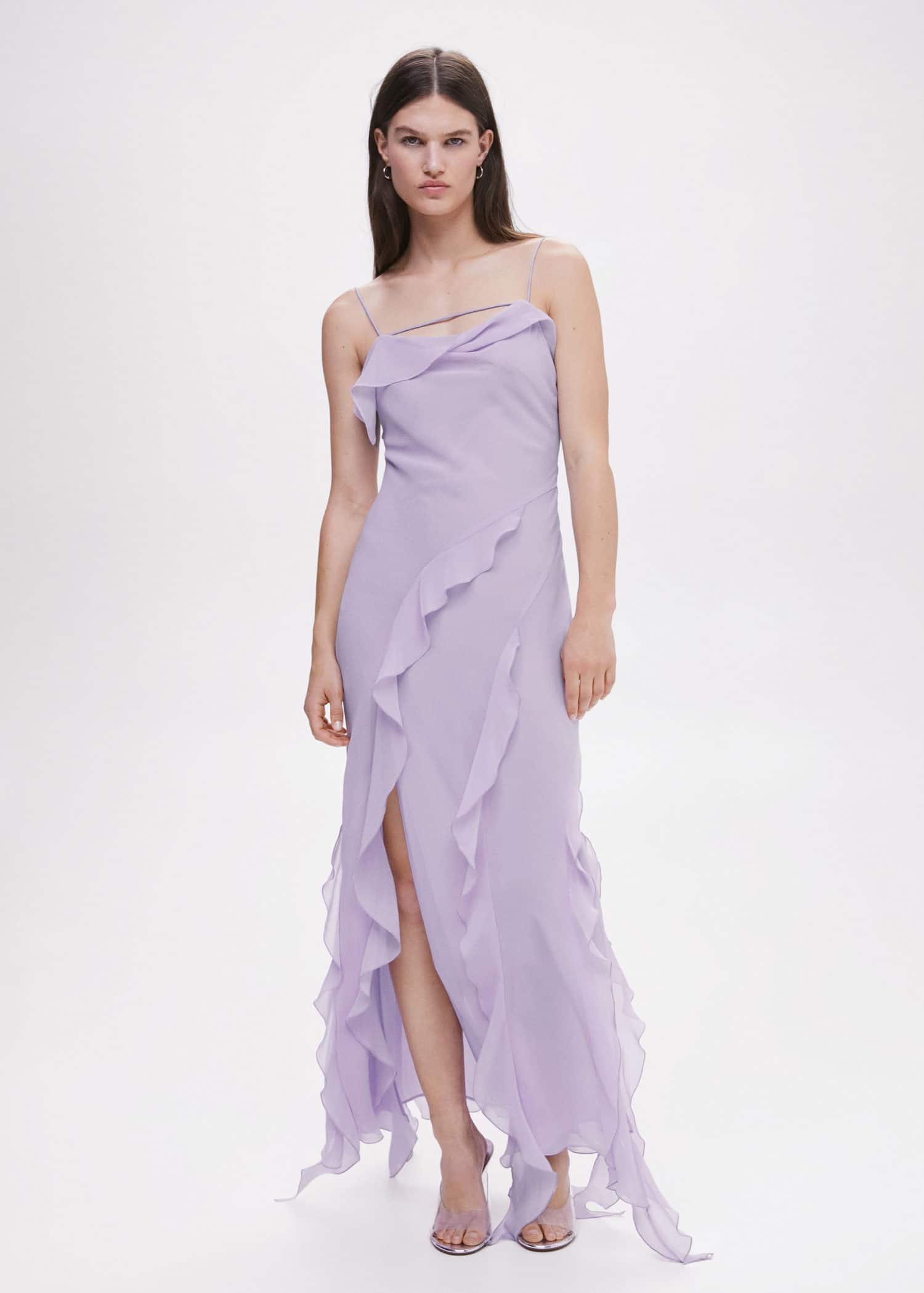 mango purple ruffle dress Mango + Ruffles Flowy Dress