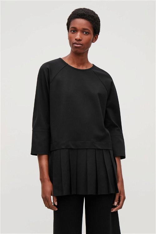 COS Woven-Jersey Pleated Top | Endource