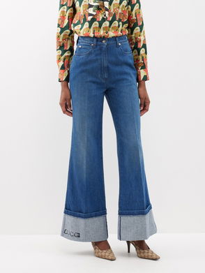 Mid Rise Wide Leg Turn Up Jeans, Albaray