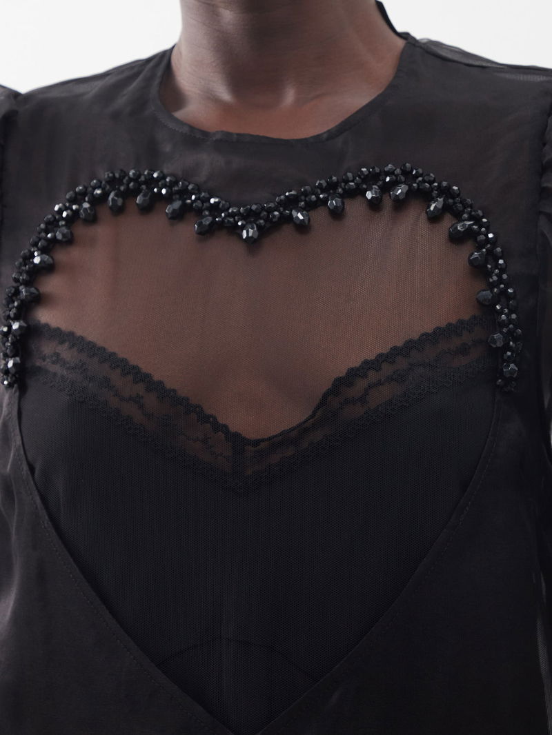 chinese dress ladies Black Crochet Lace Sleeveless Midi Dress