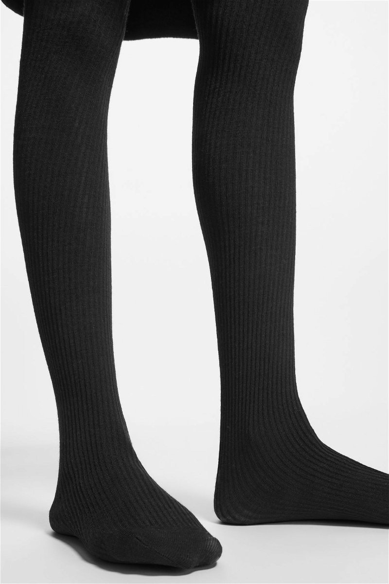 Ribbed wool blend tights