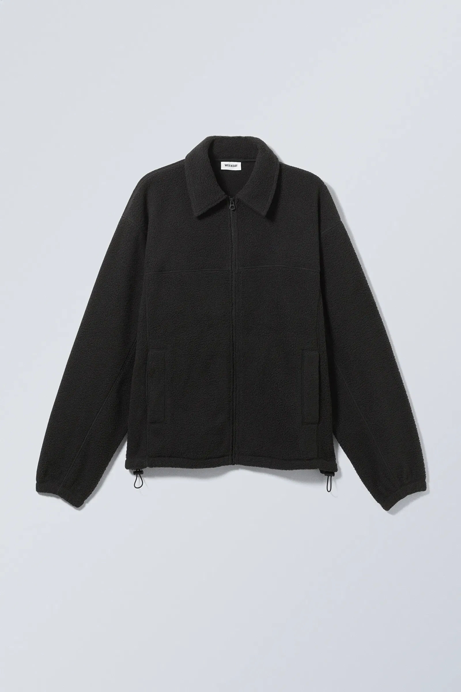 WEEKDAY Oliver Zip Fleece Jacket in Black | Endource