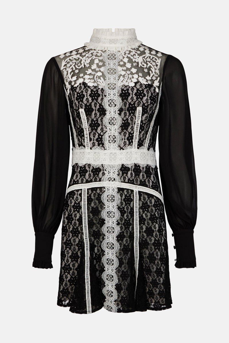 jewelry to wear with white lace dress WHITE LACE DRESS WITH COLLAR main image 1