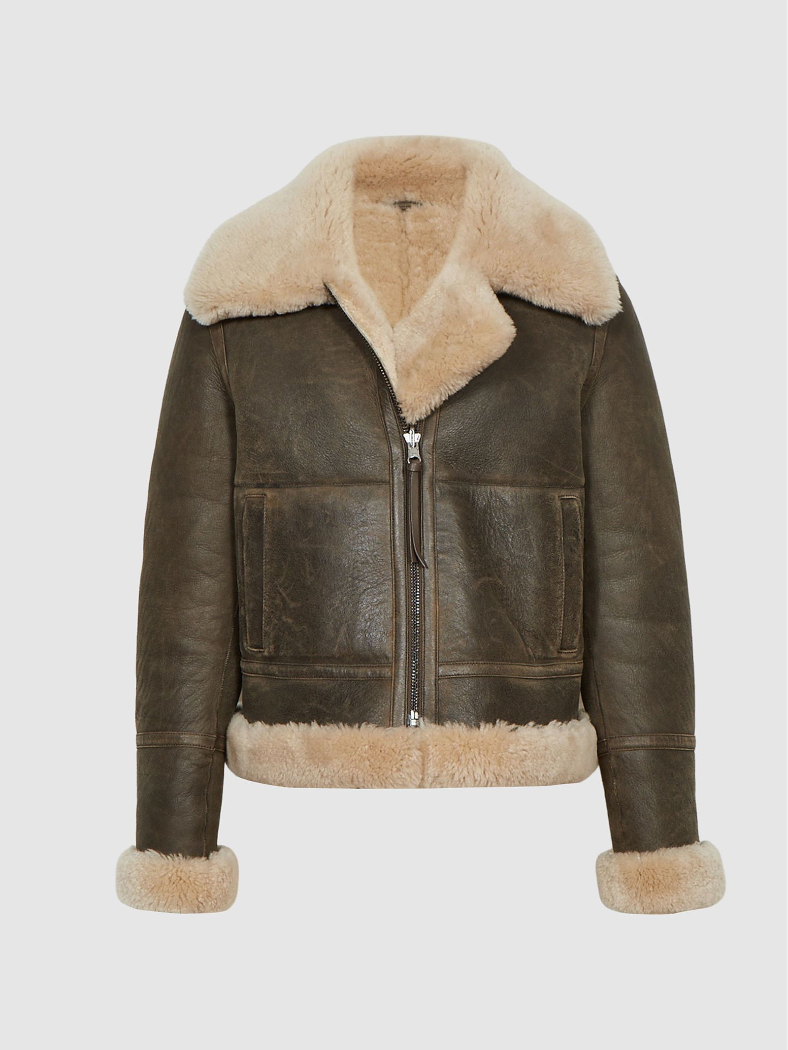 REISS Hadi Reversible Shearling Aviator Jacket | Endource