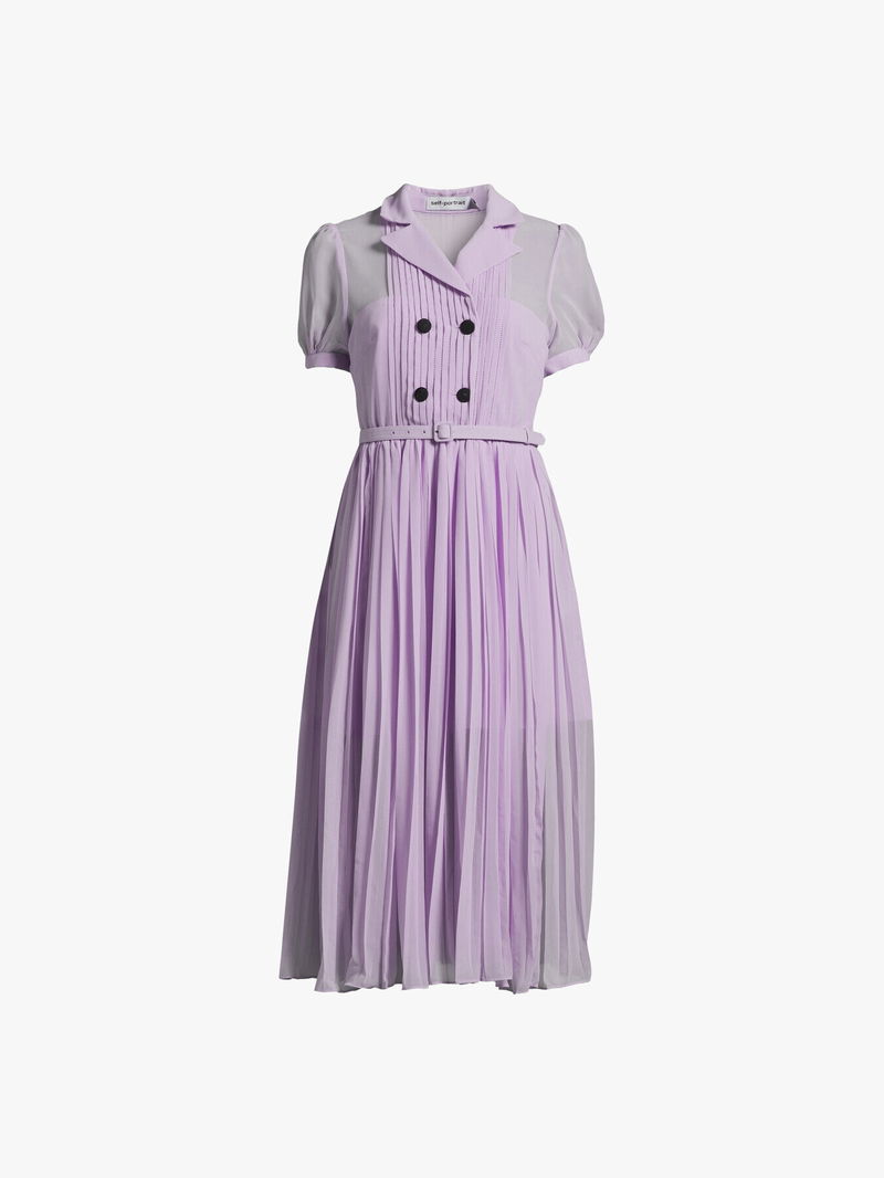 self portrait lilac chiffon midi dress Lilac Chiffon Feather Midi Dress  self-portrait-US