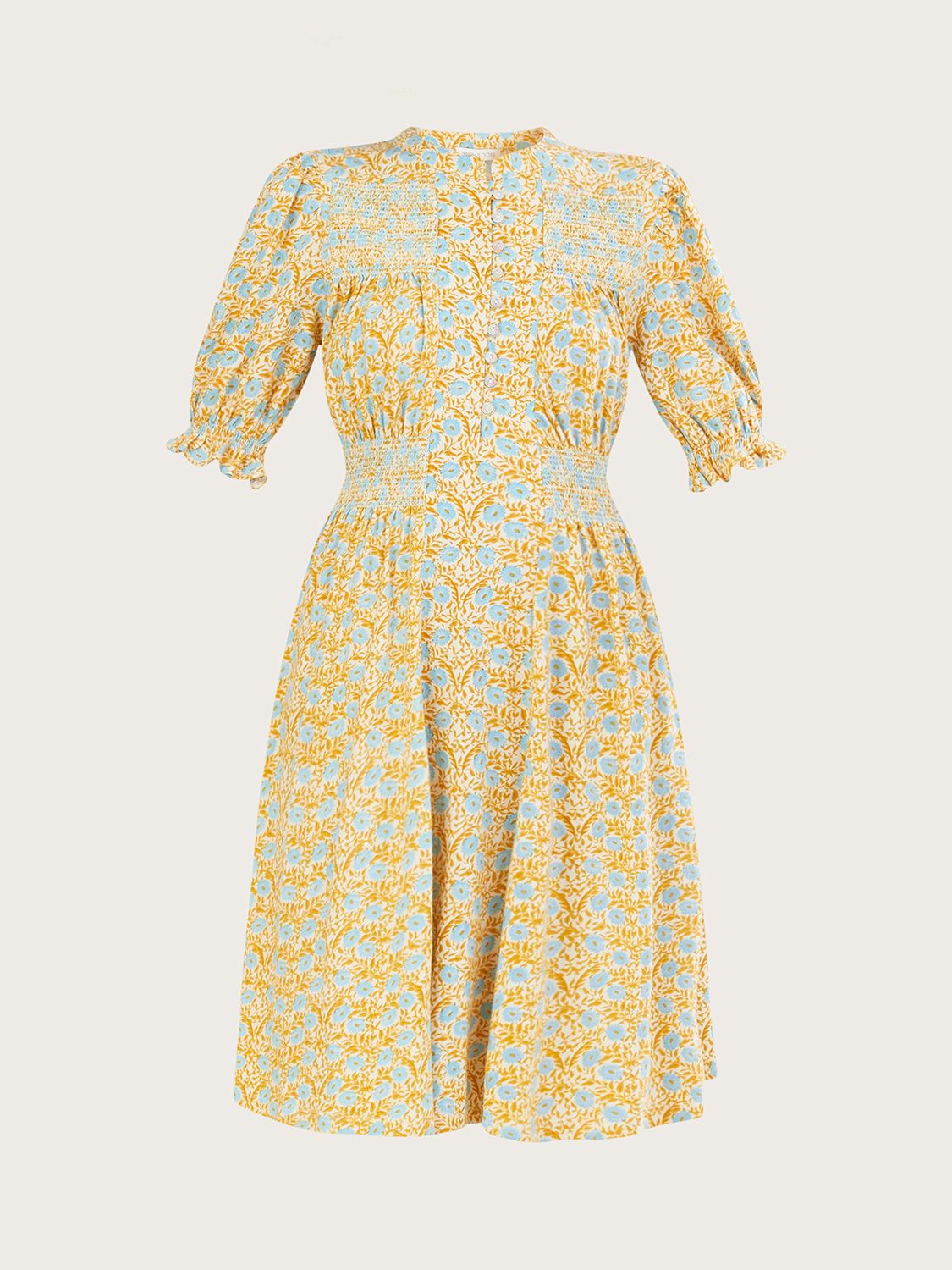 Monsoon Ditsy Floral Dress in Ochre | Endource