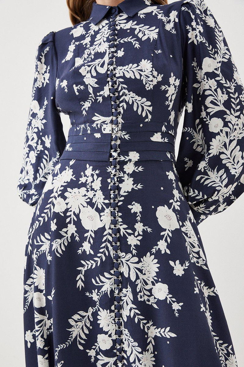 KAREN MILLEN Karen Millen x Lydia Millen - Linen Floral Embroidered Woven  Maxi Dress | endource
