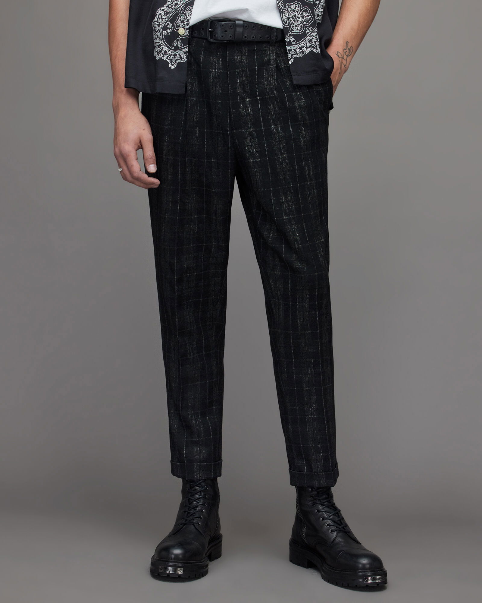 ALLSAINTS Harvey Slim Checked Trousers | endource