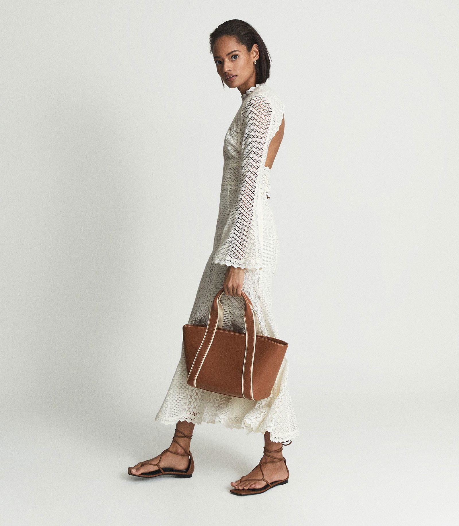 REISS Aspen Lace Midi Bodycon Dress | endource