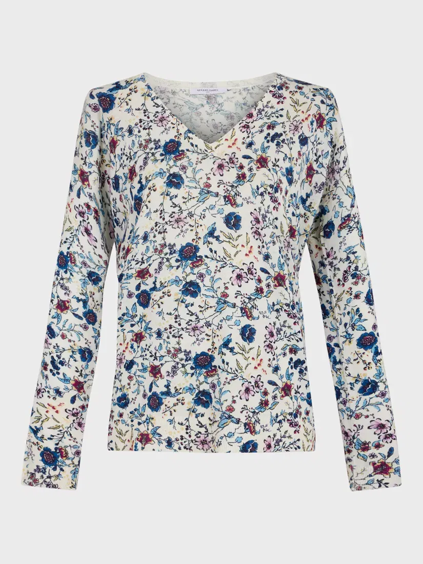 Gerard Darel Laurynda Linen Blend Floral Jumper in Natural/Multi | Endource