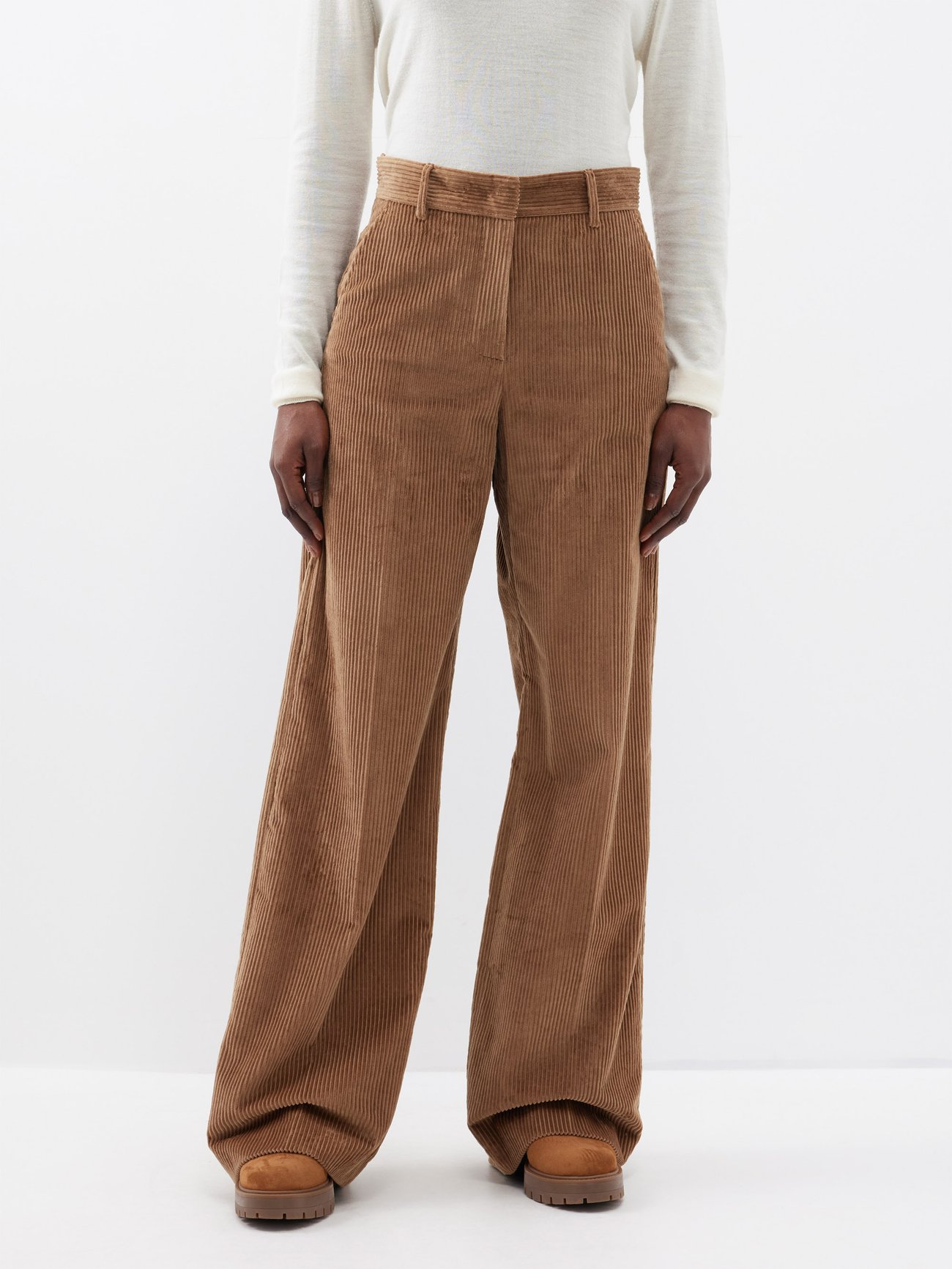 WEEKEND MAX MARA Tania Cotton-Corduroy Wide-Leg Trousers | Endource