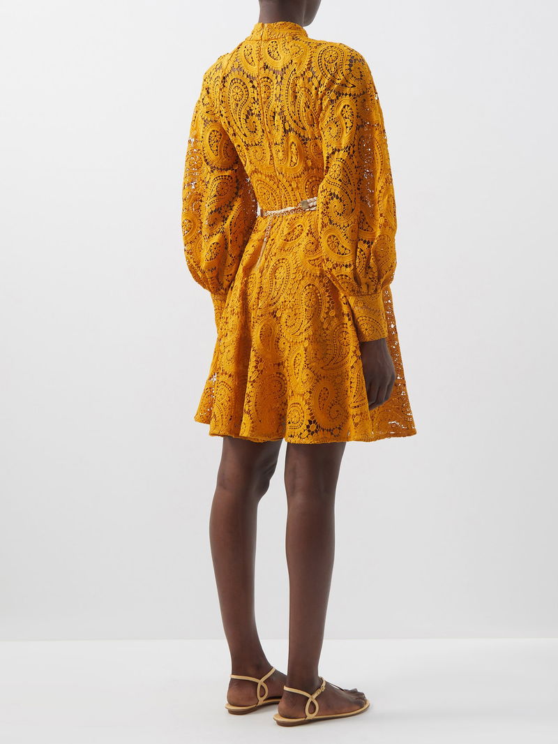 ZIMMERMANN Anneke Belted Guipure-Lace Mini Dress | endource ZIMMERMANN Anneke Belted Guipure-Lace Mini Dress | endource