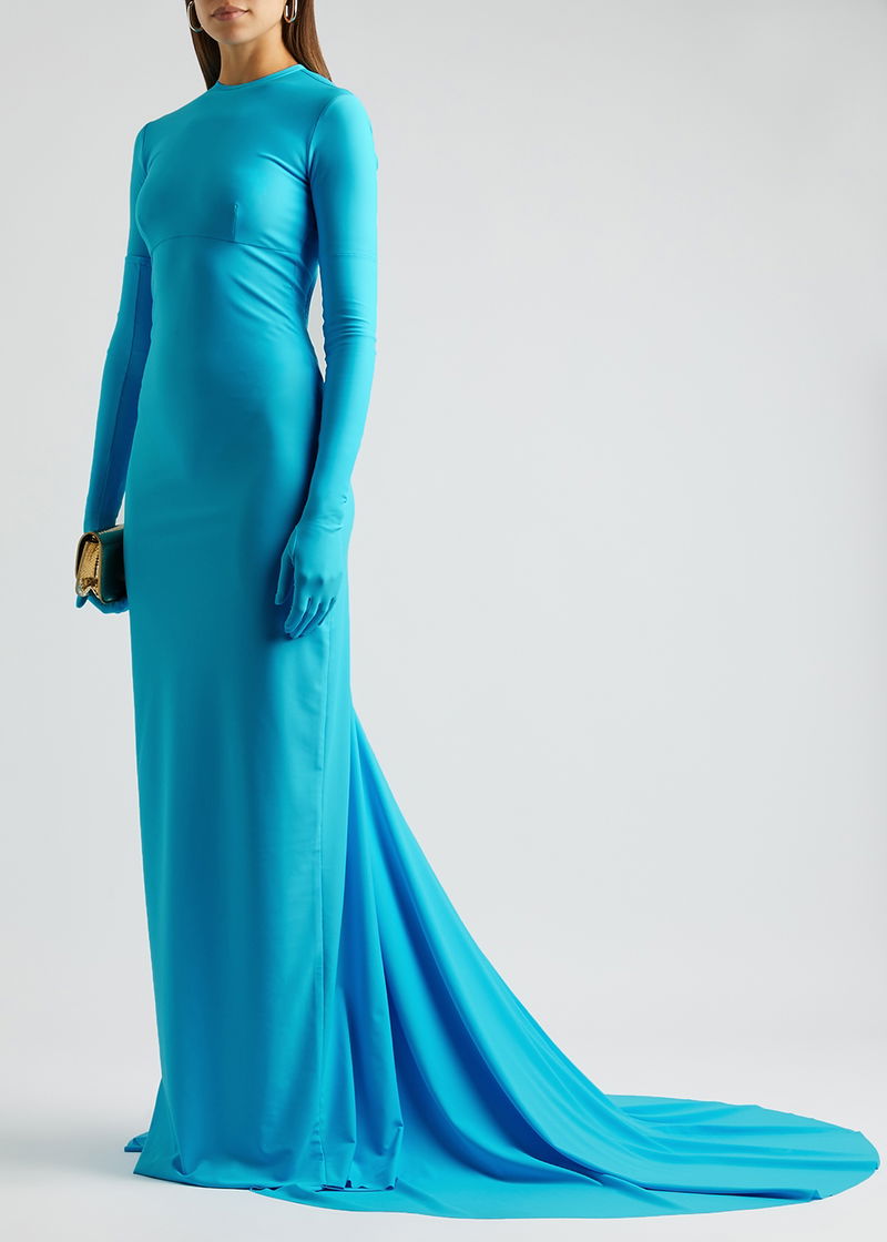 sachin and babi light blue dress Balenciaga Brown Layered Pleated Midi Dress main image 1
