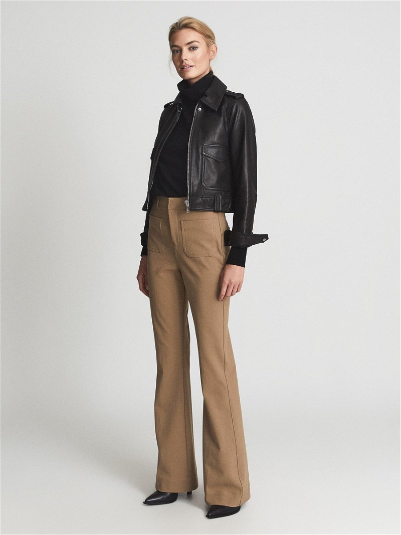 Reiss Sian - High Rise Skinny Flared Trousers in Camel, Womens, Size 4,  Reiss (Nov 2021)