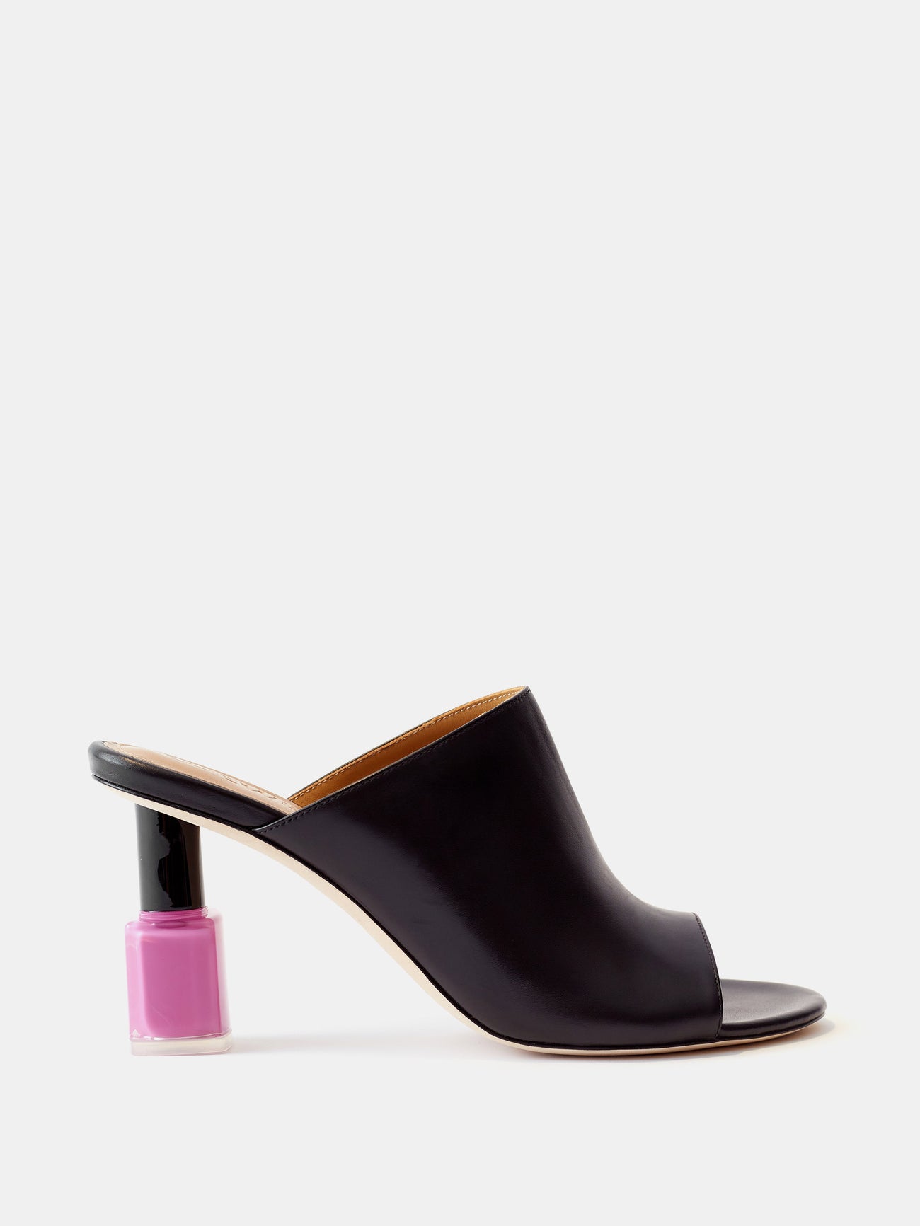 LOEWE Nail Polish-Heel Leather Mules in Black | Endource