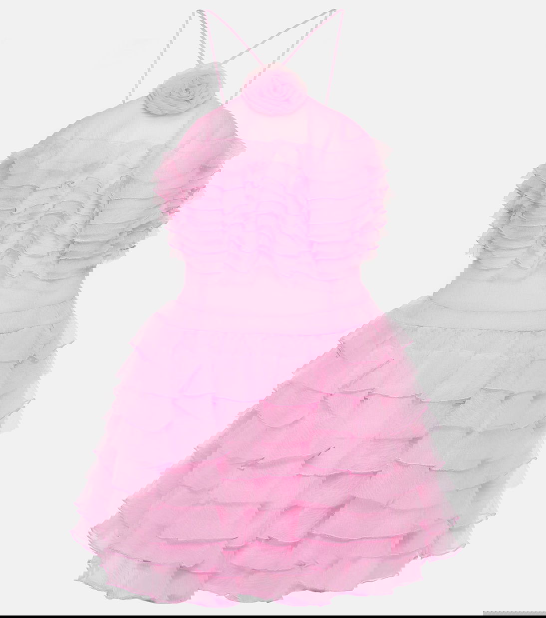 STAUD Florian Ruffled Organza Minidress in Pink | endource