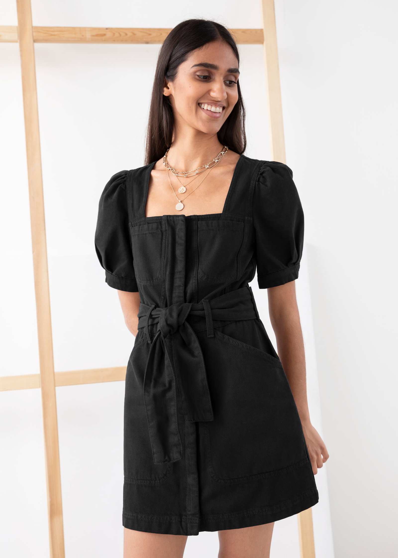 olive denim dress Women's Glance Twice One Shoulder Mini in Medium and Large Runs RD-01.16.25 Color:Black-White The Denim Dress I'll