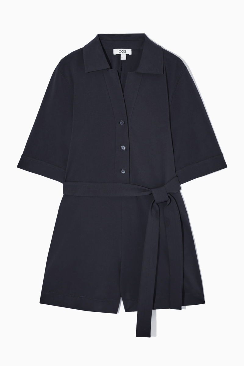 SKIMS Ribbed stretch-cotton jersey playsuit - Navy