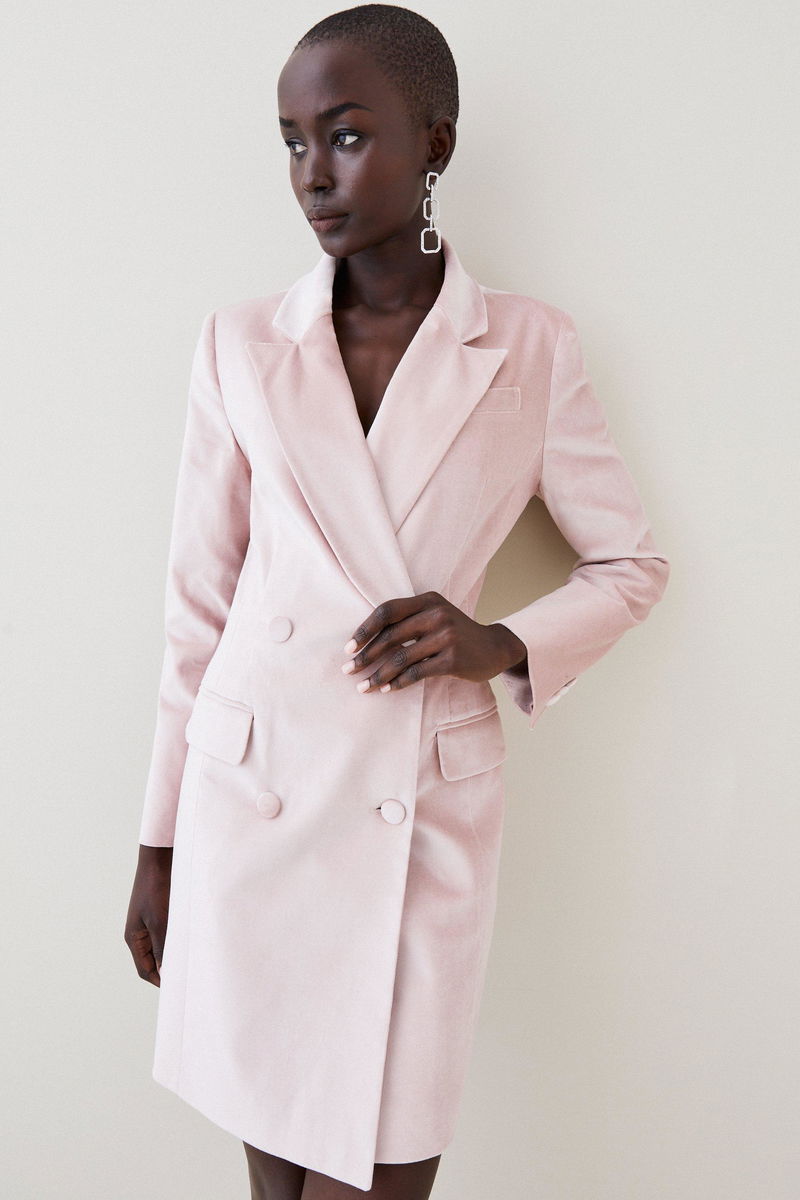 Womens Coats Longline Velvet Coat Tailored Blazer Longline Velvet