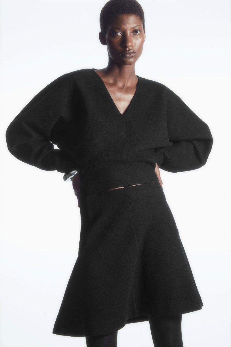 COS Boiled-Wool Mini Skirt in BLACK