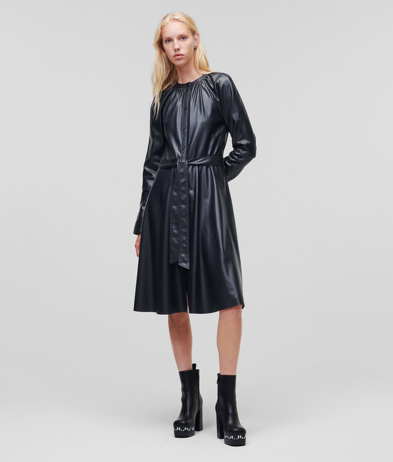 karl lagerfeld faux leather dress Faux-Leather Shirt Spotlight on Chic YC 2026-06-25