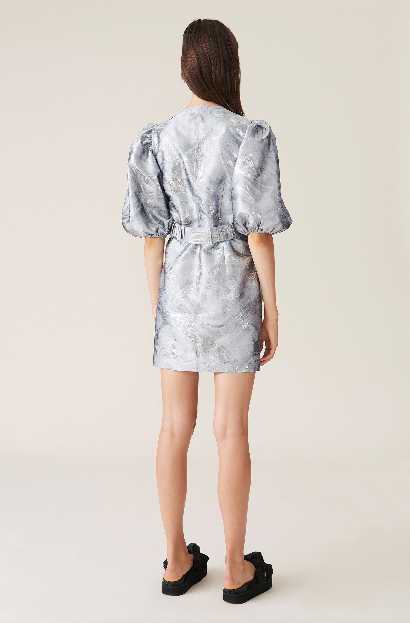 ganni jacquard mini wrap dress GANNI Jacquard Wrap Dress