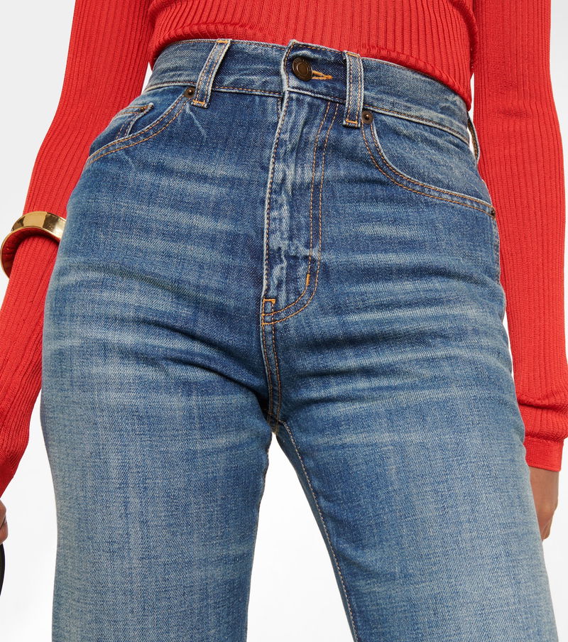 SAINT LAURENT Clyde High-Rise Straight-Leg Jeans in Blue | Endource
