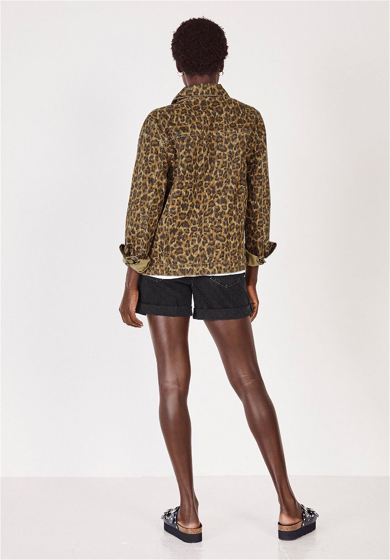 HUSH Calia Denim Jacket in Natural Leopard