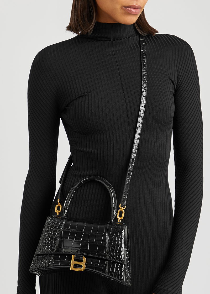 BALENCIAGA Small Hourglass Snakeskin-Effect Leather Bag – COCOON