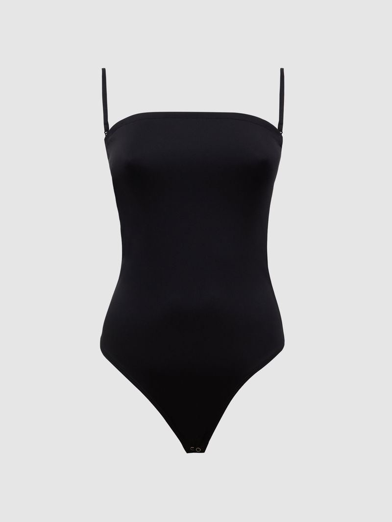 GOOD AMERICAN Strapless Bodysuit in Black