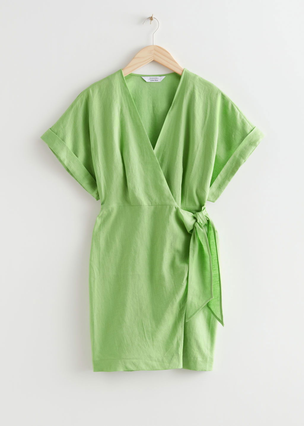 mustard linen wrap dress Natural Linen Wrap Dress - Midi, Cocktail, Summer, Wedding guest - Spicy Yellow