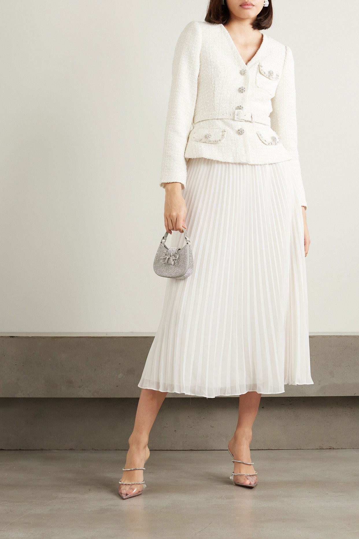 self portrait jacket pleated midi dress Kate Middleton's Cream Blazer Dress by Self Portrait