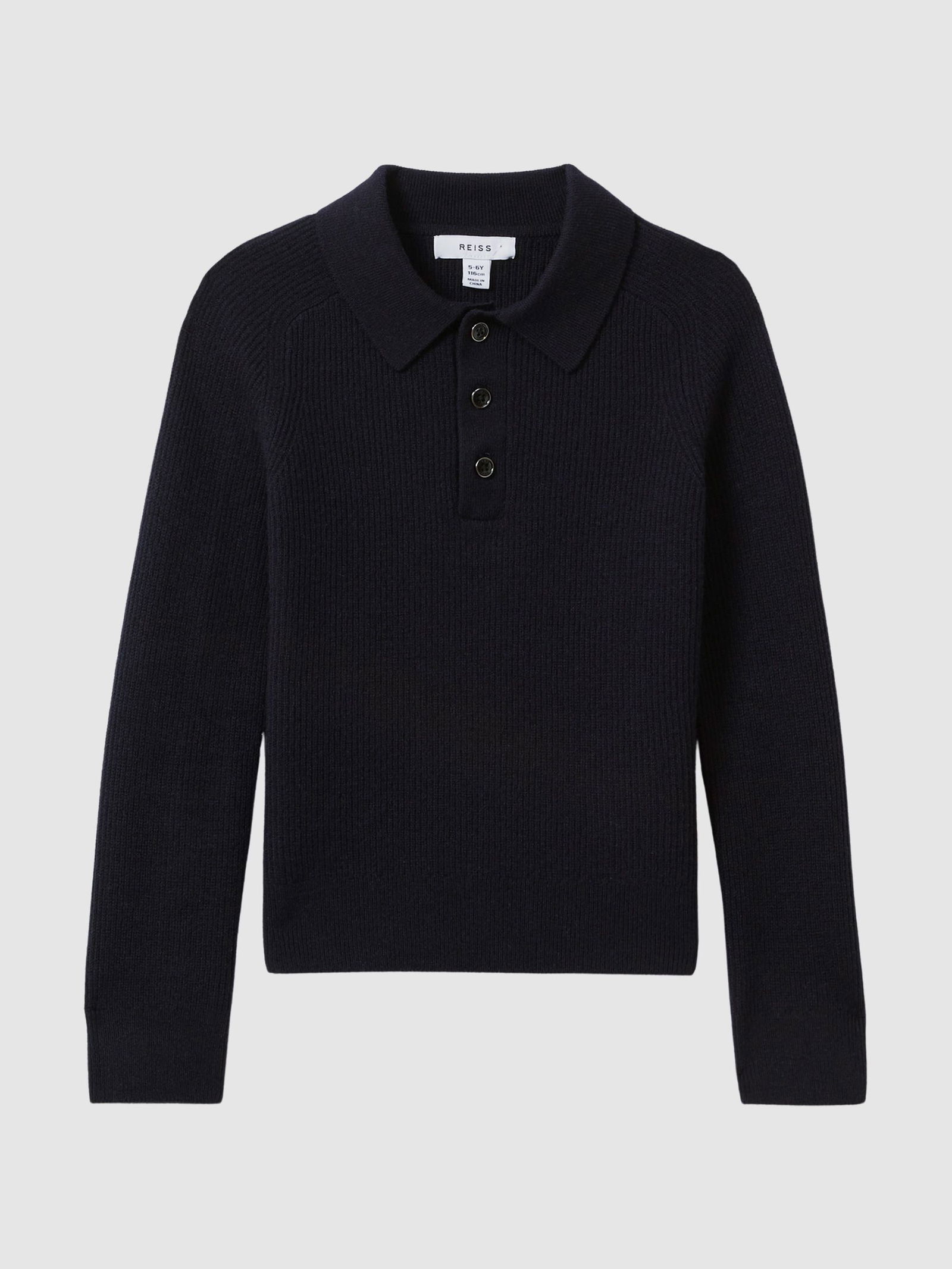 REISS Holms Merino Wool Polo Shirt in Navy | Endource