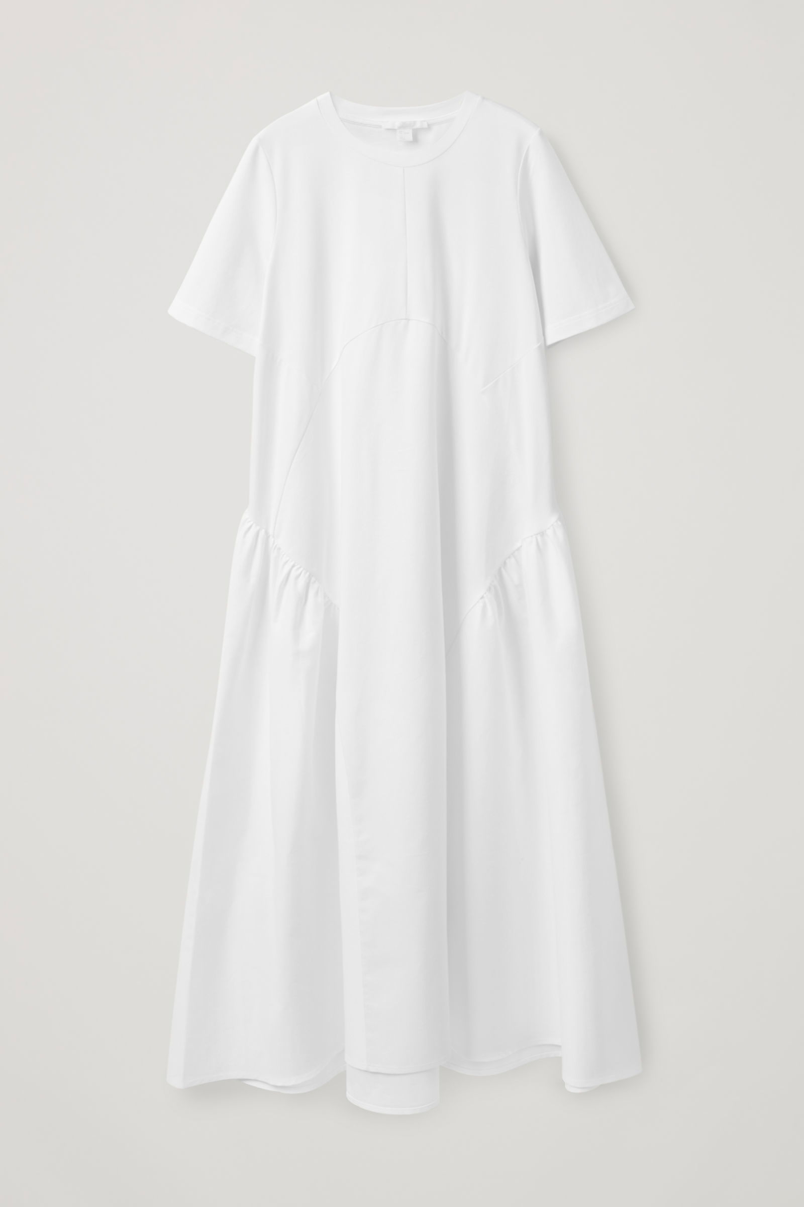 COS Pleated Long T-Shirt Dress in white | Endource