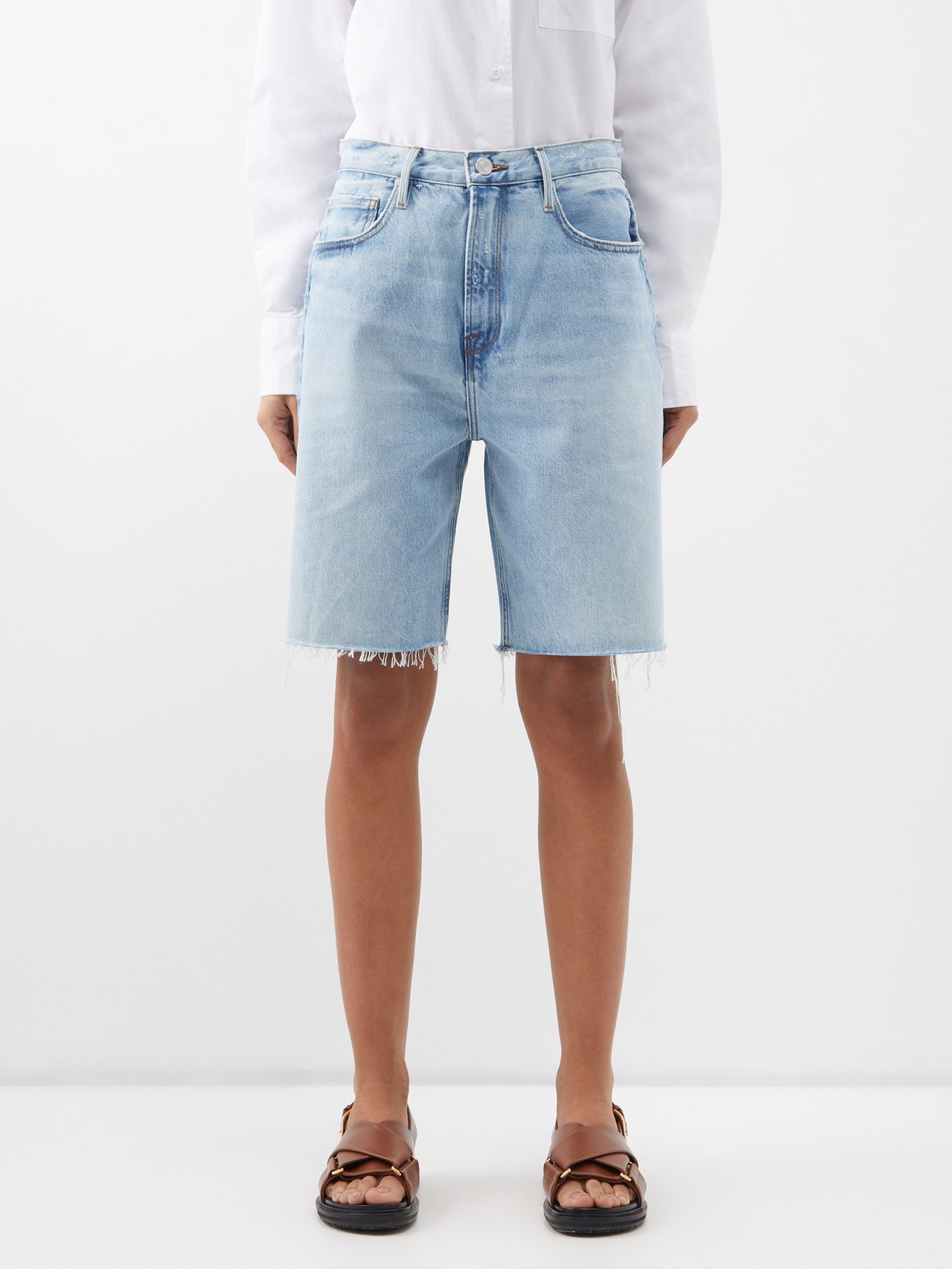 HIGH RISE BERMUDA DENIM SHORTS